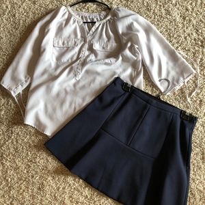 J. Crew Flared Skirt size 6 navy professional look